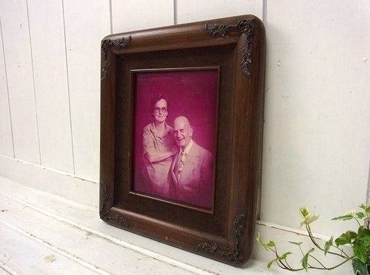 セピア写真入り・木製・アンティーク・フォトフレーム/額縁 USA