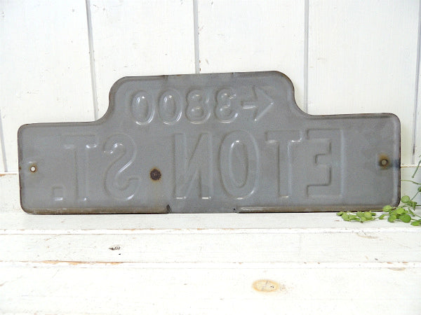 ←3800・ETON ST ホーロー製・ヴィンテージ・ストリートサイン・看板・USA