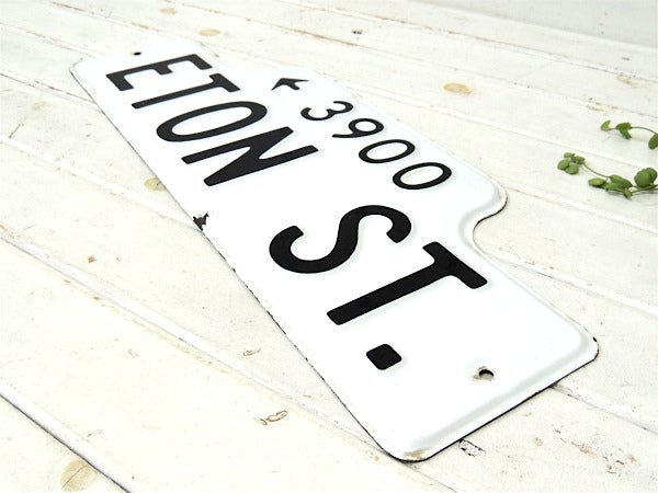 【←3900・ETON ST.】ホーロー製・ヴィンテージ・ストリートサイン・看板・USA