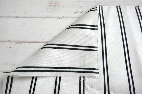 ホワイト&ブラック・ダブルストライプ柄・モノトーン・デットストック・ヴィンテージ・ファブリック・生地