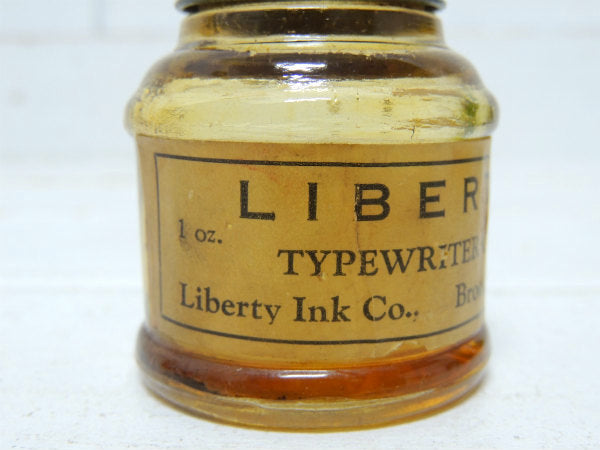 【Liberty Ink Co】タイプライターオイル・アンバー・アンティーク・ガラス瓶・ガラスボトル