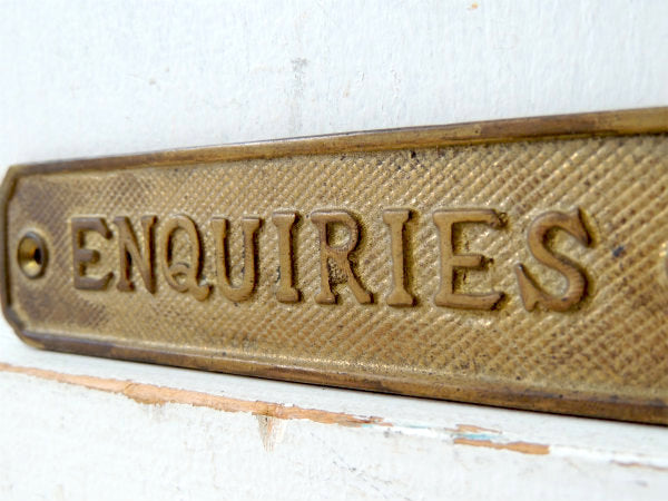 ENQUIRIES・船内プレート 真鍮製・アンティーク・サインプレート・看板・USA