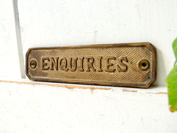 ENQUIRIES・船内プレート 真鍮製・アンティーク・サインプレート・看板・USA
