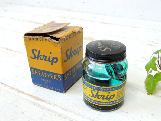 【SHEAFFER・Skrip】シェーファー・紙箱・ガラス製・ヴィンテージ・インクボトル/瓶・USA