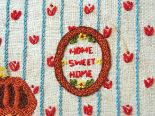 HOME SWEET HOME ニット US 手刺繍 70's ヴィンテージ・アートフレーム 壁飾り