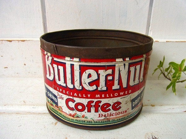 【Butter-Nut Coffee】ブリキ製・ヴィンテージ・コーヒー缶/ガーデニング USA