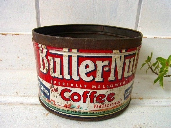 【Butter-Nut Coffee】ブリキ製・ヴィンテージ・コーヒー缶/ガーデニング USA