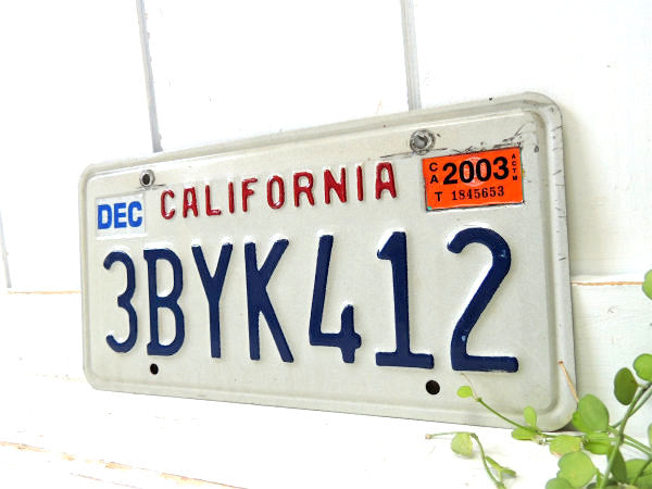 【CALIFORNIA・3BYK412】ヴィンテージ・ナンバープレート・USA・CALIF