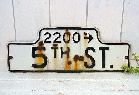 【5TH ST.】ホーロー製・ヴィンテージ・ストリートサイン/街路サイン USA