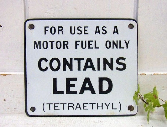 【CONTAINS LEAD】小さなアンティーク・ホーローサイン/看板 USA