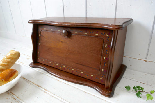 カントリー チューリップ 木製 ヴィンテージ ブレッドケース ブレッドボックス 木箱 キッチン収