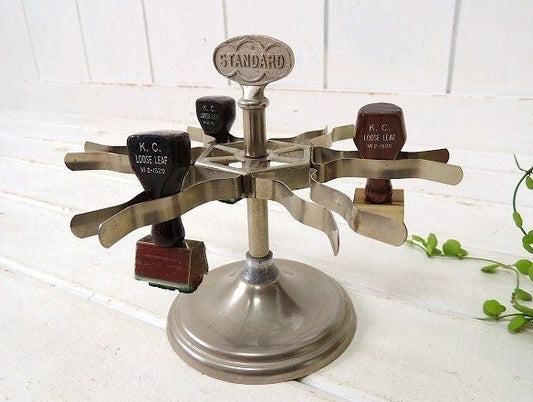 【STANDARD】スチール製・回転式・アンティーク・スタンプホルダー/6ホルダー USA