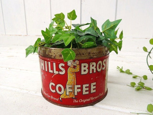 【ヒルスコーヒー】USA!シャビーなブリキ製・ヴィンテージ・コーヒー缶/ティン缶