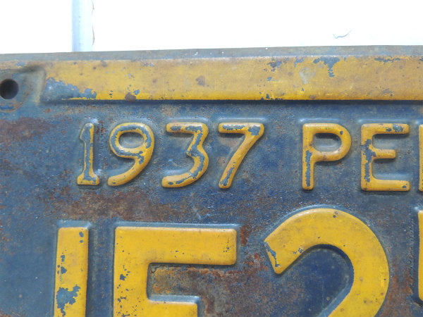 【ペンシルベニア州・1937年・PENNA】ビンテージ・ナンバープレート/ライセンスプレート