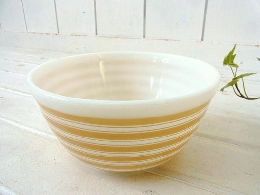 【PYREX】パイレックス・ベージュ・レインボーストライプ・ボウル(M)