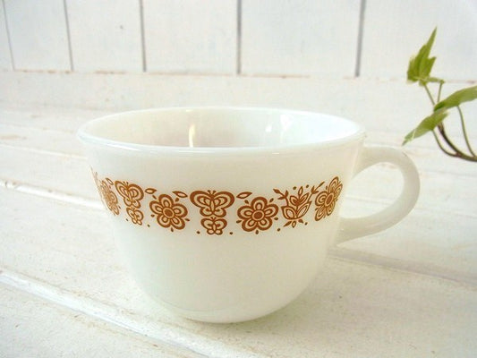 【CORNING】オールドパイレックス・バタフライゴールド・ティーカップ/マグカップ USA