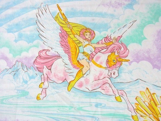 マテル社・ペガサス柄・80'sヴィンテージ・ユーズドシーツ(フラットタイプ) USA