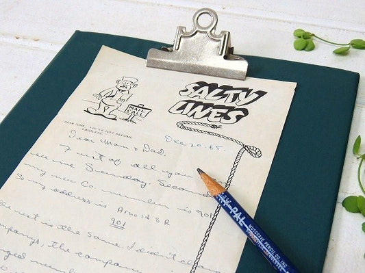 USA!グリーン色・ビニール製・クリップボード/バインダー