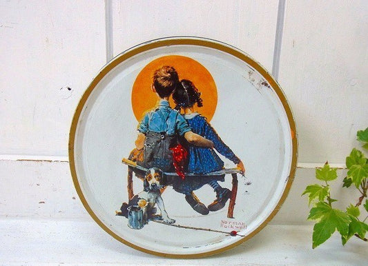 ノーマンロックウェル Sunset サンセット 80's ヴィンテージ・ティン缶 ブリキ缶 US