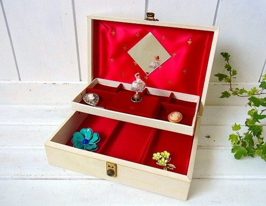 【Bond st.】バレリーナ人形&オルゴール付きアンティーク・ジュエリーボックス/宝石箱 USA