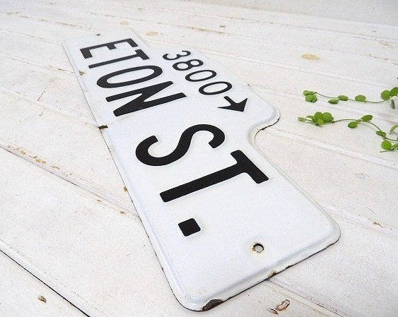 【3800→/ETON ST.】ホーロー製・ヴィンテージ・ストリートサイン/街路/看板/USA