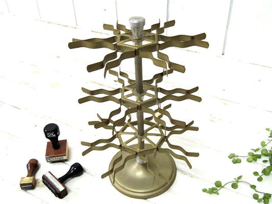 CROWN・回転式・3段 工業系・アンティーク・スタンプホルダー・USA・ステーショナリー