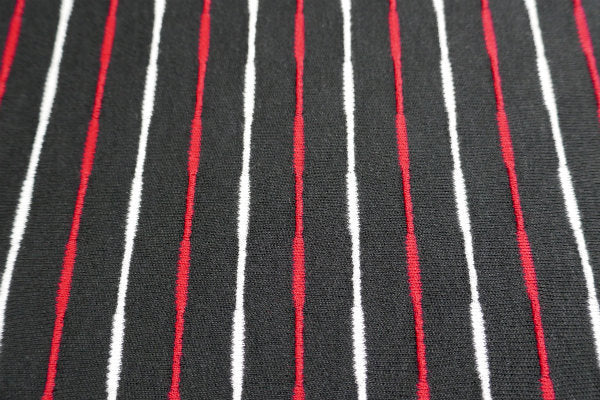 黒×白×赤・ストライプ柄・デットストック・ヴィンテージ・ファブリック・生地・テキスタイル/90×94