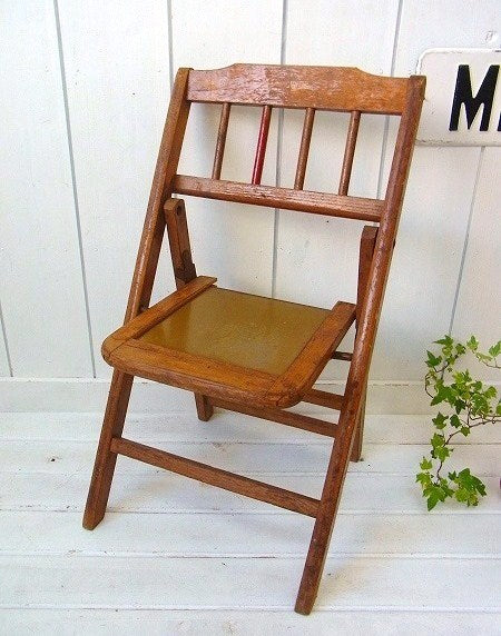 【BABEETENDA】子供用の木製・アンティーク・フォールディングチェア/子供イス USA