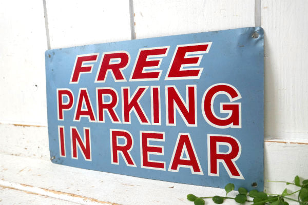 【FREE PARKING IN REAR】ヴィンテージ・サイン・看板・案内標示プレート・ガレージ