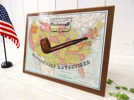 【Mastercraft/地図】喫煙パイプ・地球儀柄・アドバタイジング・ヴィンテージ・サイン/看板