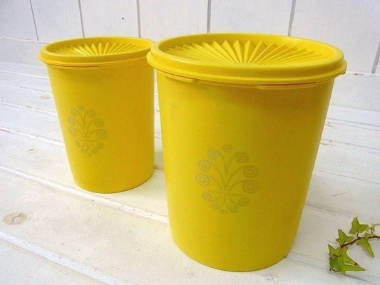 【タッパーウェア】Tupperware・イエロー・ヴィンテージ・キャニスター・2個セット USA