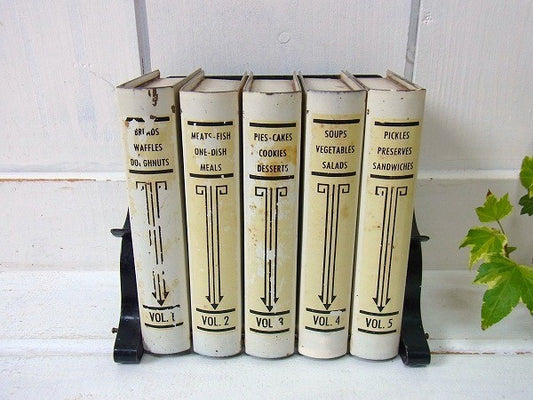 BREADS WAFFLES ティン製・ブック形・アンティーク・レシピボックス レシピ缶 USA