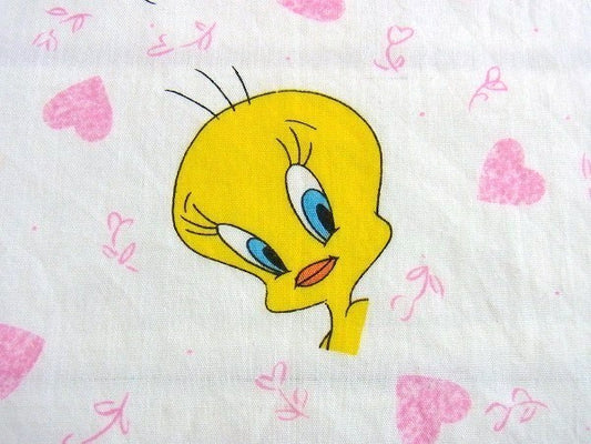 【トゥイーティー】ルーニーテューンズ・ベビーサイズ・ユーズドシーツ(フラット) USA