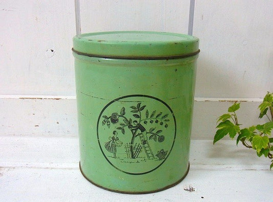 【EMPECO】若草色・アンティーク・ティン缶/キャニスター USA