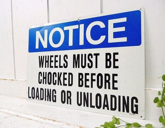 【NOTICE/WHEELS..】ヴィンテージ・スチール製サイン/看板/USA/工場/ガレージ