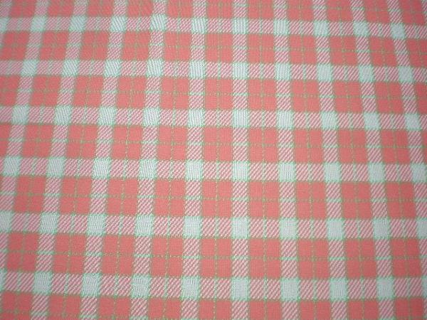 ピンク色のチェック柄・デッドストック・ヴィンテージ・ファブリック/生地 USA