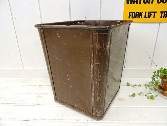 USA!スクエア形・スチール製・ヴィンテージ・ダストボックス/ごみ箱/トラッシュカン