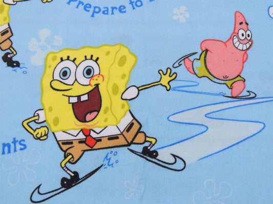 【スポンジボブ】雪遊び柄・コットン100%・ユーズドシーツ(フラットタイプ)