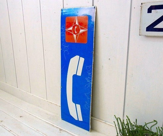 【PHONE】電話・ホーロー製・ヴィンテージ・サイン/看板 USA