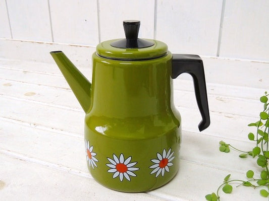 【SAN IGNACIO】スペイン製・花柄・ヴィンテージ・ホーローポット/ケトル/コーヒーポット