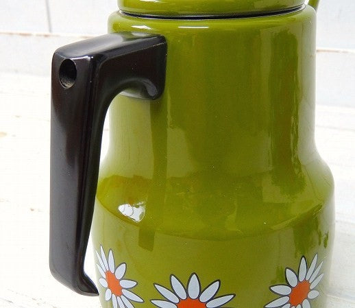 【SAN IGNACIO】スペイン製・花柄・ヴィンテージ・ホーローポット/ケトル/コーヒーポット