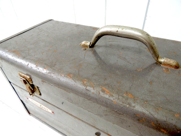 【POWR-KRAFT】シルバーグレー・ビンテージ・ツールボックス/ツールケース/工具箱・工業系