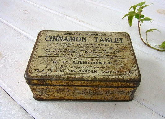 【CINNAMON TABLET】イギリス製・アンティーク・ティン缶/タブレット缶