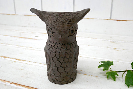 幸せの鳥 フクロウ ふくろう レトロ 陶器 ヴィンテージ 置物 オーナメント ハンドメイド インテリア オブジェ USA