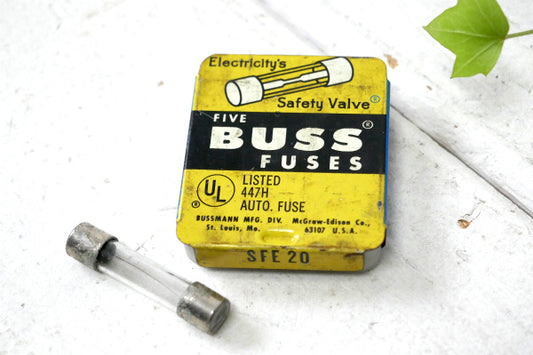 BUSS FUSES ガラス管 ヒューズ SFE 20 ヴィンテージ ヒューズ缶 ティン缶 USA