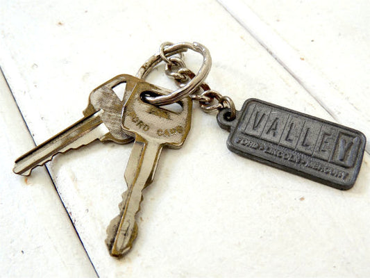 【FORD・ディーラー】VALLEY・リンカーン・マーキュリー・ビンテージ・キーホルダー・鍵2本付き