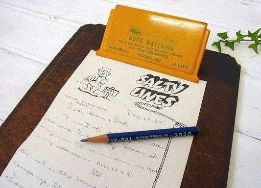 【AUTO WRECKING】メジャー付きアドバタイジング・ヴィンテージ・クリップボード/バインダー