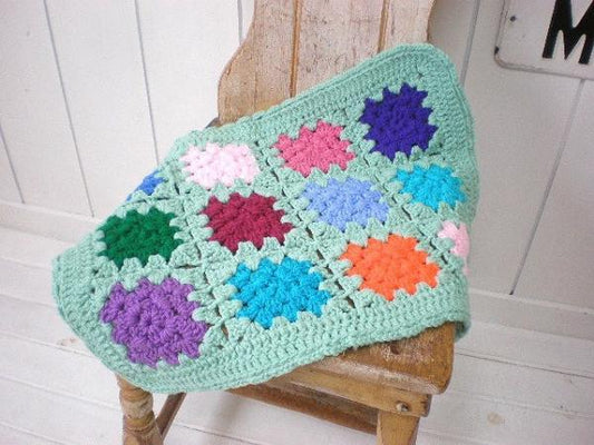 ハンドメイド モチーフ編み・ニット・ブランケット/マット USA