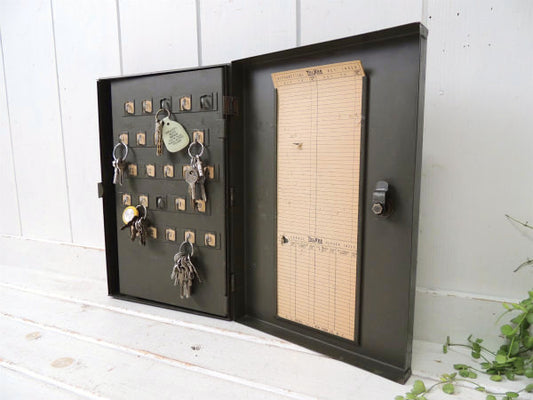 【TEL KEE】工業系・カーキ色・メタル製・鍵付き・ヴィンテージ・キーボックス/キーフック