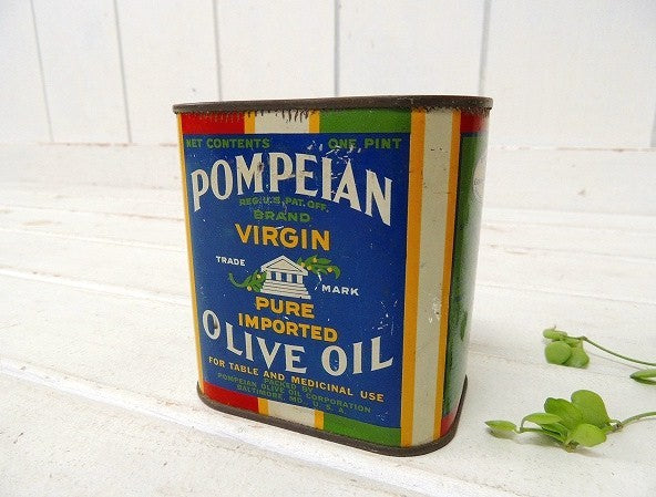 【POMPEIAN OLIVE OIL】ポンペイアン オリーブオイル・ヴィンテージ・ブリキ缶